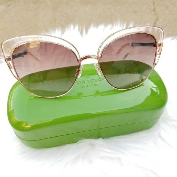 😎 Kate Spade Abinaya Cat Eye Pink Gold Sunglasses - Picture 2 of 5